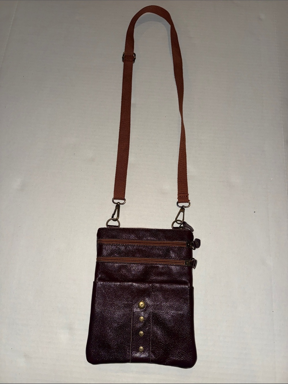 Convertible Crossbody Leather Phone Bag in Deep Brown